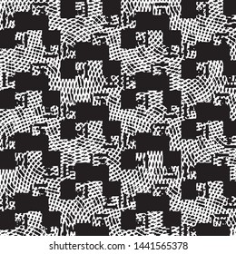 Abstract grunge grid stripe halftone background pattern. Black and white line vector illustration