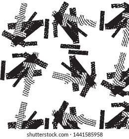 Abstract grunge grid stripe halftone background pattern. Black and white line vector illustration