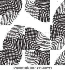Abstract grunge grid stripe halftone background pattern. Black and white line vector illustration