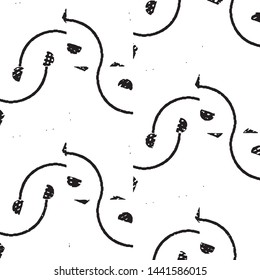 Abstract grunge grid stripe halftone background pattern. Black and white line vector illustration