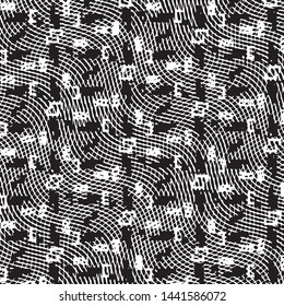 Abstract grunge grid stripe halftone background pattern. Black and white line vector illustration