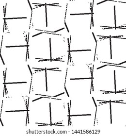 Abstract grunge grid stripe halftone background pattern. Black and white line vector illustration