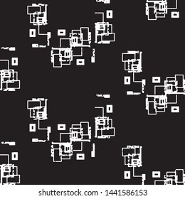 Abstract grunge grid stripe halftone background pattern. Black and white line vector illustration