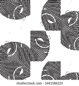 Abstract grunge grid stripe halftone background pattern. Black and white line vector illustration