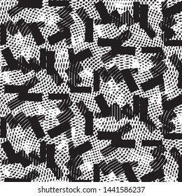 Abstract grunge grid stripe halftone background pattern. Black and white line vector illustration