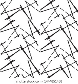 Abstract grunge grid stripe halftone background pattern. Black and white line vector illustration