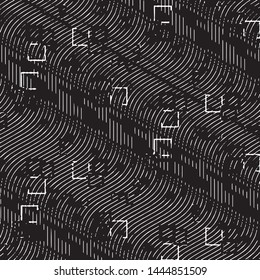 Abstract grunge grid stripe halftone background pattern. Black and white line vector illustration