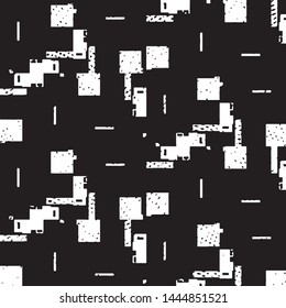 Abstract grunge grid stripe halftone background pattern. Black and white line vector illustration