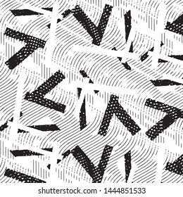 Abstract grunge grid stripe halftone background pattern. Black and white line vector illustration