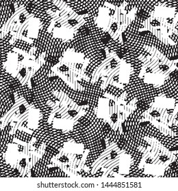 Abstract grunge grid stripe halftone background pattern. Black and white line vector illustration