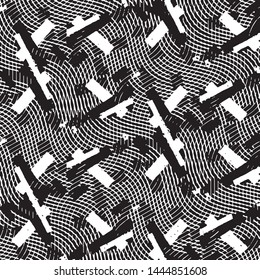 Abstract grunge grid stripe halftone background pattern. Black and white line vector illustration