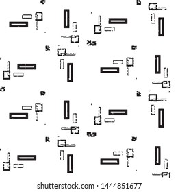 Abstract grunge grid stripe halftone background pattern. Black and white line vector illustration