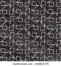 Abstract grunge grid stripe halftone background pattern. Black and white line vector illustration