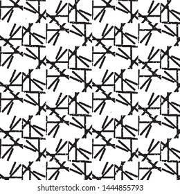 Abstract grunge grid stripe halftone background pattern. Black and white line vector illustration