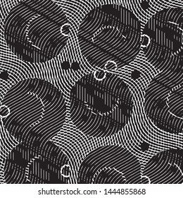 Abstract grunge grid stripe halftone background pattern. Black and white line vector illustration