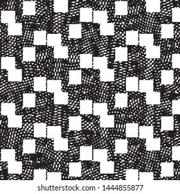 Abstract grunge grid stripe halftone background pattern. Black and white line vector illustration