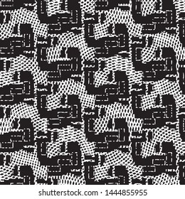 Abstract grunge grid stripe halftone background pattern. Black and white line vector illustration