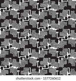 Abstract grunge grid stripe halftone background pattern. Spotted black and white line vector illustration