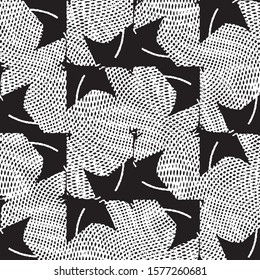Abstract grunge grid stripe halftone background pattern. Spotted black and white line vector illustration