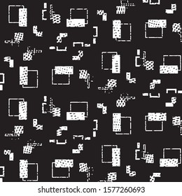 Abstract grunge grid stripe halftone background pattern. Spotted black and white line vector illustration