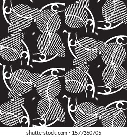 Abstract grunge grid stripe halftone background pattern. Spotted black and white line vector illustration