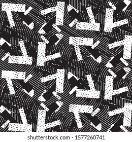 Abstract grunge grid stripe halftone background pattern. Spotted black and white line vector illustration