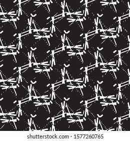 Abstract grunge grid stripe halftone background pattern. Spotted black and white line vector illustration
