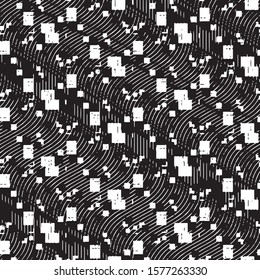 Abstract grunge grid stripe halftone background pattern. Spotted black and white line vector illustration