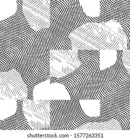 Abstract grunge grid stripe halftone background pattern. Spotted black and white line vector illustration