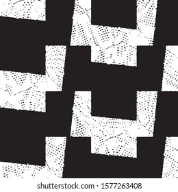 Abstract grunge grid stripe halftone background pattern. Spotted black and white line vector illustration