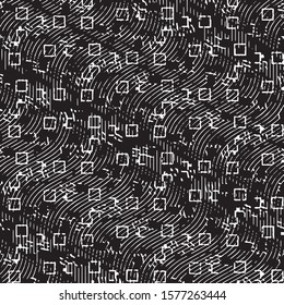 Abstract grunge grid stripe halftone background pattern. Spotted black and white line vector illustration