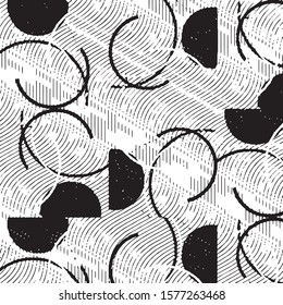 Abstract grunge grid stripe halftone background pattern. Spotted black and white line vector illustration