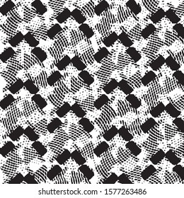 Abstract grunge grid stripe halftone background pattern. Spotted black and white line vector illustration