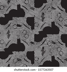 Abstract grunge grid stripe halftone background pattern. Spotted black and white line vector illustration
