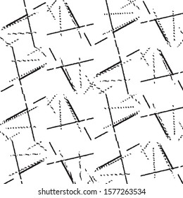 Abstract grunge grid stripe halftone background pattern. Spotted black and white line vector illustration