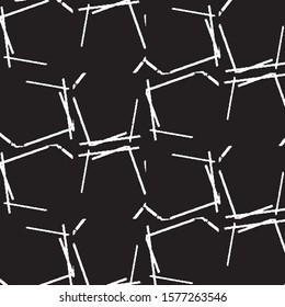 Abstract grunge grid stripe halftone background pattern. Spotted black and white line vector illustration