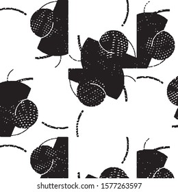 Abstract grunge grid stripe halftone background pattern. Spotted black and white line vector illustration