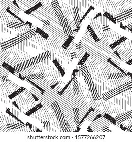 Abstract grunge grid stripe halftone background pattern. Spotted black and white line vector illustration
