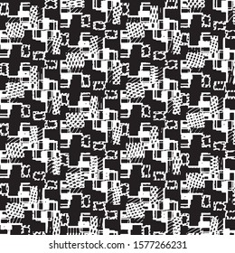 Abstract grunge grid stripe halftone background pattern. Spotted black and white line vector illustration