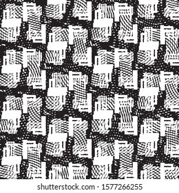 Abstract grunge grid stripe halftone background pattern. Spotted black and white line vector illustration