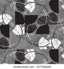 Abstract grunge grid stripe halftone background pattern. Spotted black and white line vector illustration