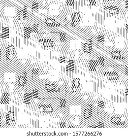 Abstract grunge grid stripe halftone background pattern. Spotted black and white line vector illustration