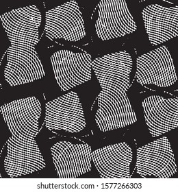 Abstract grunge grid stripe halftone background pattern. Spotted black and white line vector illustration