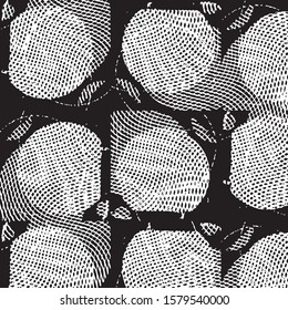 Abstract grunge grid stripe halftone background pattern. Black and white line vector illustration