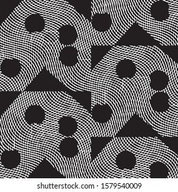 Abstract grunge grid stripe halftone background pattern. Black and white line vector illustration