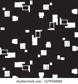 Abstract grunge grid stripe halftone background pattern. Black and white line vector illustration