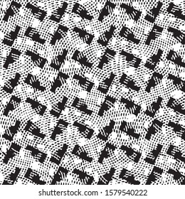 Abstract grunge grid stripe halftone background pattern. Black and white line vector illustration