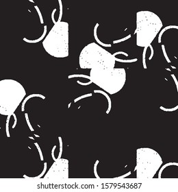 Abstract grunge grid stripe halftone background pattern. Black and white line vector illustration