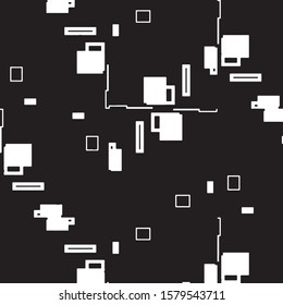 Abstract grunge grid stripe halftone background pattern. Black and white line vector illustration