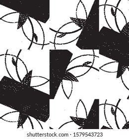 Abstract grunge grid stripe halftone background pattern. Black and white line vector illustration